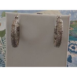 New 1/2 Carat Genuine Diamond Pave Inside Out Hoop Earrings